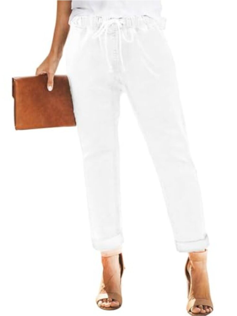 Women's Denim Stretch Joggers Drawstring Elastic Waist Pull On Jeans